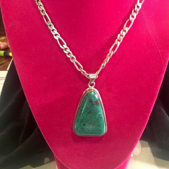 Large Turquoise Pendant with Sterling Silver - Picture 5 of 7